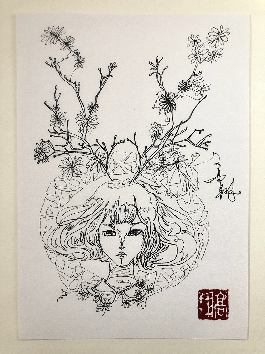 一笔画红尘姑娘（绘制版）