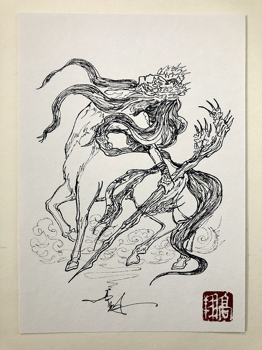 一笔画马身人面神（绘制版）