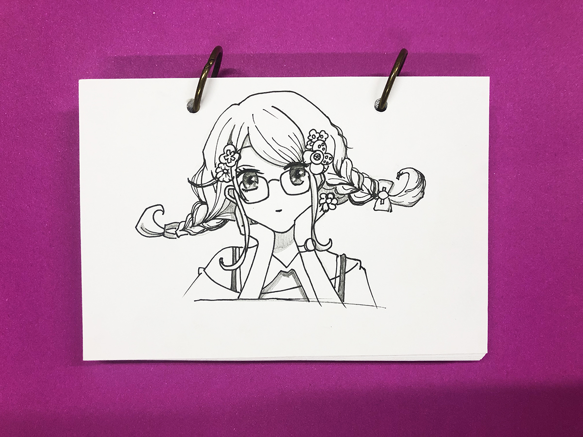 戴眼镜的少女头像（卡漫入门）