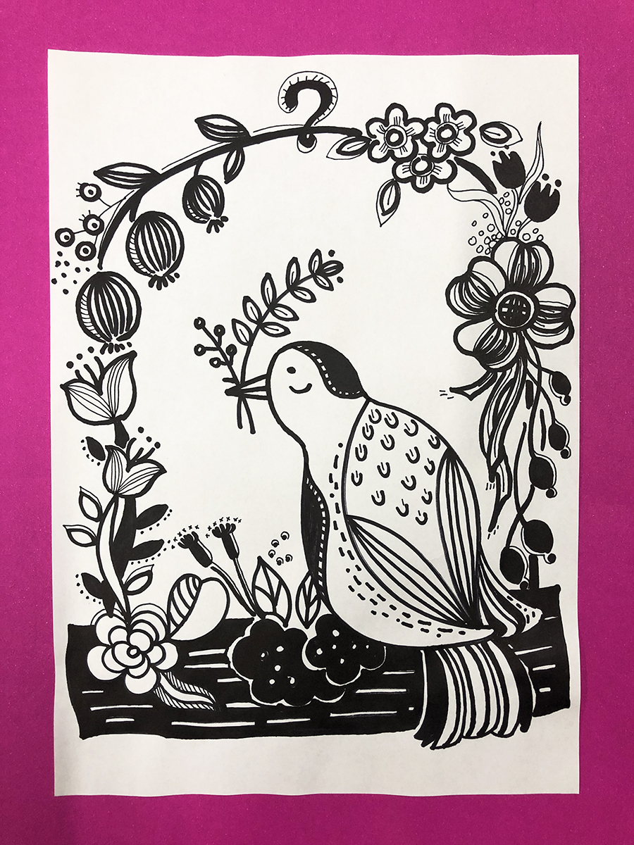 黑白画～鸟儿